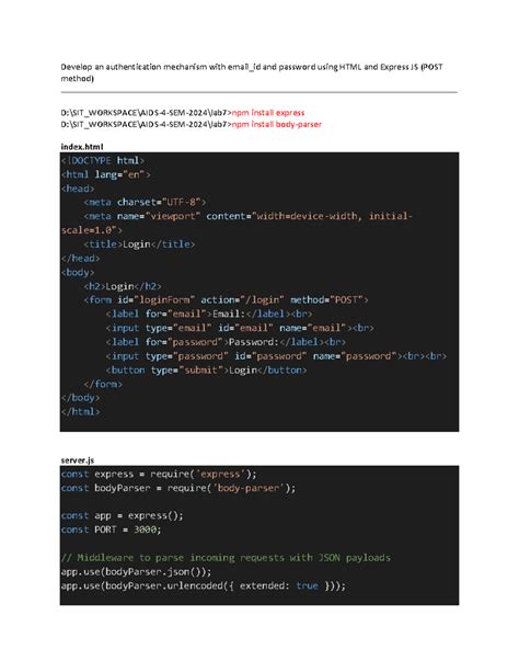 Pgm7 - notes - Develop an authentication mechanism with email_id and ...