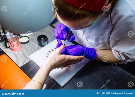 Nail Care in Salon. Selective Focus on Costumer`s Nails. Selective ...