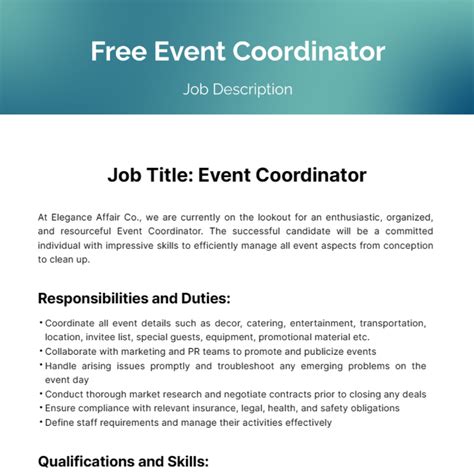 Event Coordinator Job Description