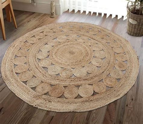Buy Round Jute Floor Mat Small Circles 4 Ft at 24% OFF Online | Wooden ...