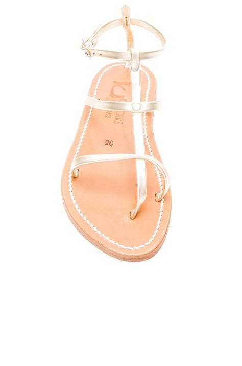 K Jacques Leather Gina Sandals in Lame Platine | FWRD
