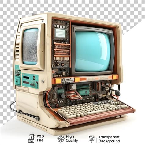 Premium PSD | 3d retro computer on transparent background