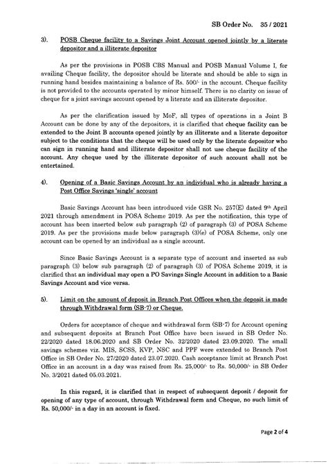 SB Order No 35/2021: POSB Operations Clarification | Clarifications ...