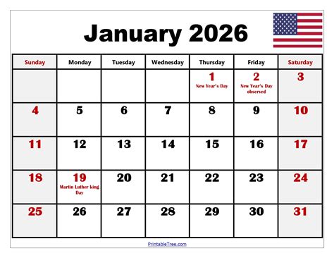 January 2026 Calendar Printable Free - Printable 2026 Calendar