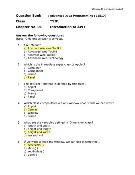 Aset 4-1 - MCQ OF AJP - Question Bank : Advanced Java Programming ...