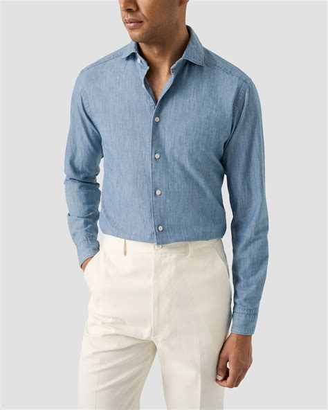 Light Blue Denim Shirt - Eton
