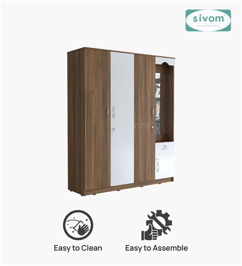 SIVOM Syntax Multipurpose 4 Door Closet Engineered Wood 4 Door Wardrob ...