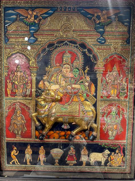Lord Shiva Pradosham Tanjore Painting | 5.5x4.5 ft | Antique Finish ...