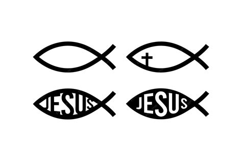 Premium Vector | Christian Fish Symbols with Jesus and Cross Vector icon