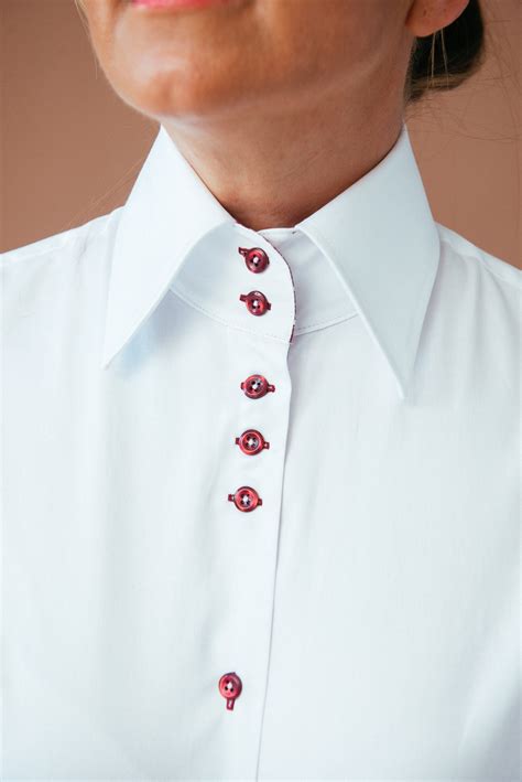 White Button Down Fitted Shirt, White Blouse Women, Stretch Cotton ...