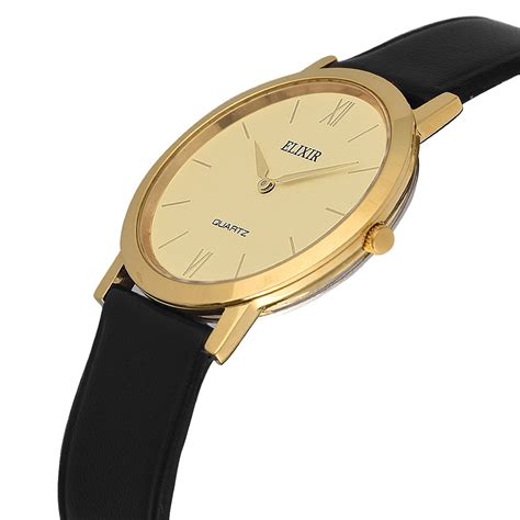 Buy ELIXIR Gold DIAL Men's Slim Watch with Leather Strap Online at Low ...