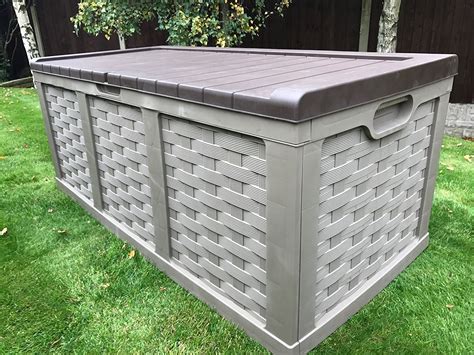 Buy Jumbo XXL Rattan Style Outdoor Garden Storage Box With Piston Lid ...