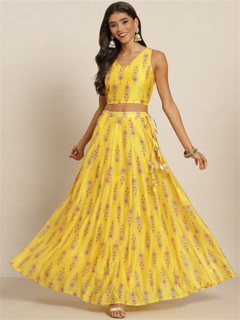 Yellow & Pink Printed Ready to Wear Lehenga & Choli – nevlite
