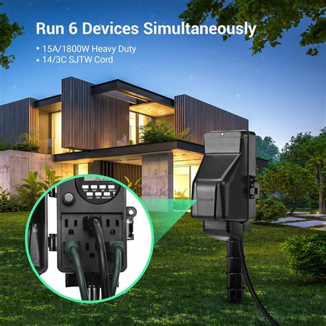 DEWENWILS Outdoor Digital Power Strip Timer, Outdoor Multi Socket Time ...