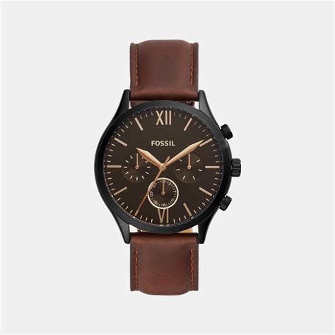 Fossil Fenmore Men Quartz Black Dial Chronograph Leather Watch BQ2453 ...