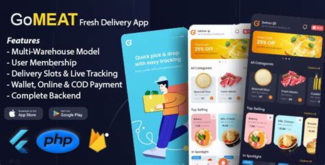 Chicken, Meat, Fish Delivery Flutter App with Admin Panel - GoMeat