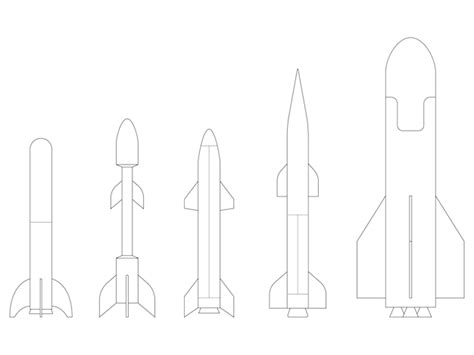 Variante der Rakete in Umriss und Vektor | Premium Vektor