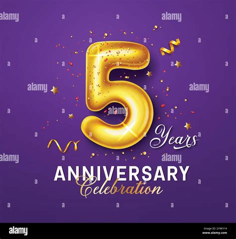 Anniversary 5th years vector design. Happy anniversary greeting in ...