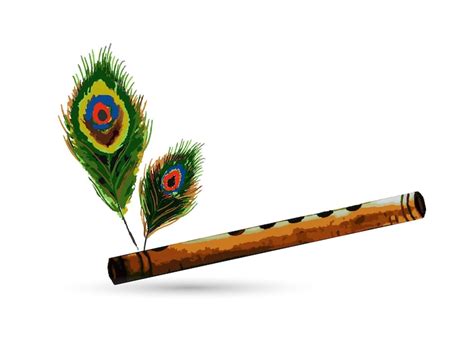 Mor pankh with bansuri wallpaper | Premium Vector