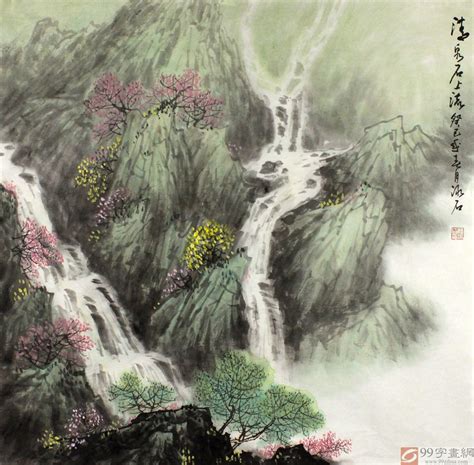 中国山水国画 - 写意山水画 - 99字画网