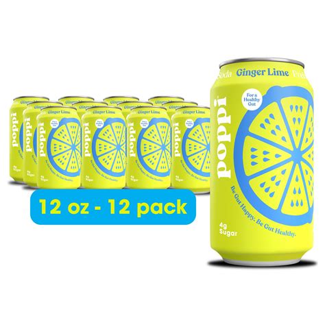 Poppi Prebiotic Soda, Ginger Lime, 12 Pack, 12 oz | Discounttoday.net
