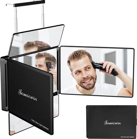 JAMIEWIN 5 Way Mirror 360 Mirror Self Haircut Mirror for Men 3 Way ...