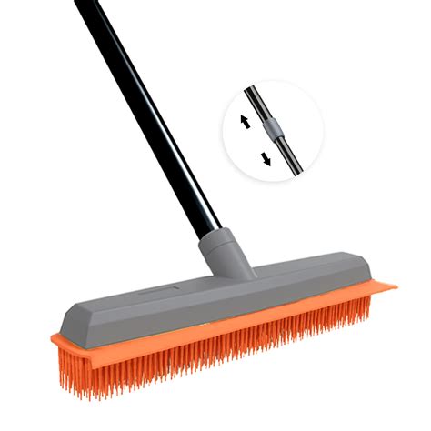 Rubber Broom Carpet Rake | Pet Hair Remover Broom with Squeegee ...