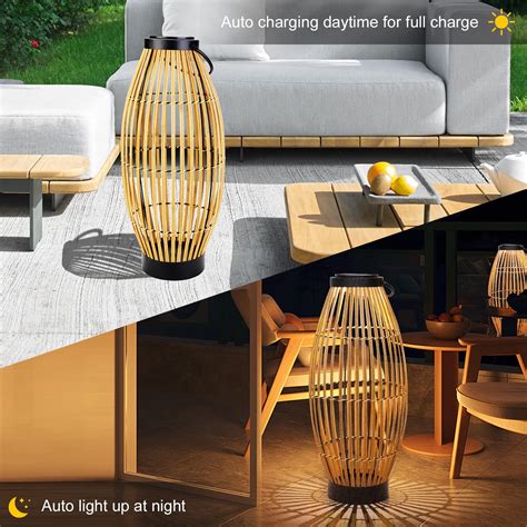 pearlstar Solar Floor Lamp Outdoor Decorations for Patio 24" Large ...