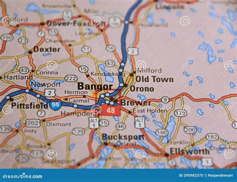 Map Image of Bangor, Maine 2 Stock Image - Image of hampden, landmarks ...