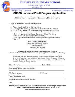 Fillable Online Universal Pre-k Program Application Fax Email Print ...