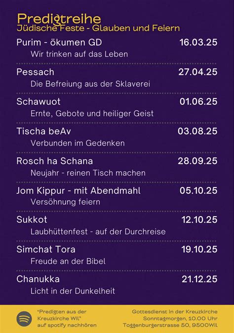 Jüdische Feste - Glauben und Feiern, Evangelische Kirchgemeinde Wil