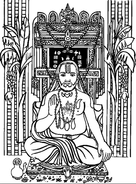 Sri Ragavendra Black & White Clipart