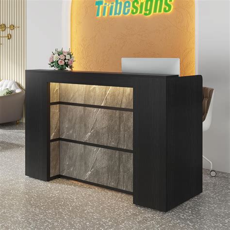 Tribesigns Modern Reception Desk with LED Lights, India | Ubuy