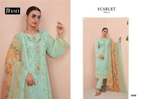 JIHAN SCARLET VOL 4 LAWN COTTON SELF EMBROIDERY WORK SUITS AT BEST ...