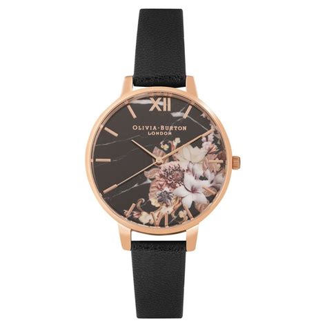Buy Online Olivia Burton Quartz Analog Black Dial Leather Strap Watch ...