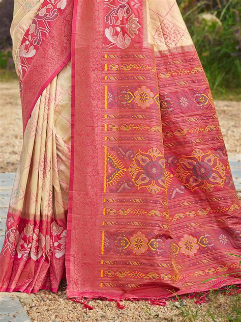 Buy Cream Soft Silk Saree With Blouse Piece 79193 Online | Karagiri