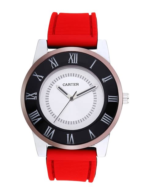 Buy Sandy D Carter Men White Brass Dial & Red Straps Analogue Watch SD Carter 30 WH White ...