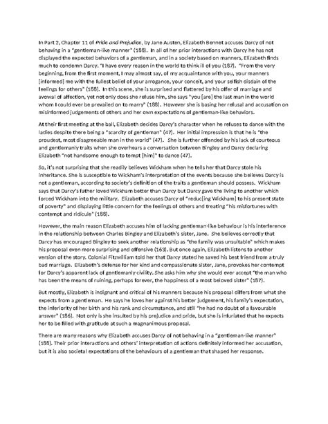 Pride and Prejudice notes - In Part 2, Chapter 11 of Pride and ...