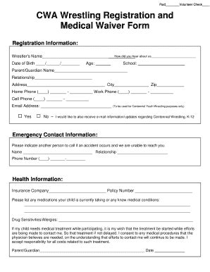 Fillable Online centennialwrestling CWA Wrestling Registration and ...