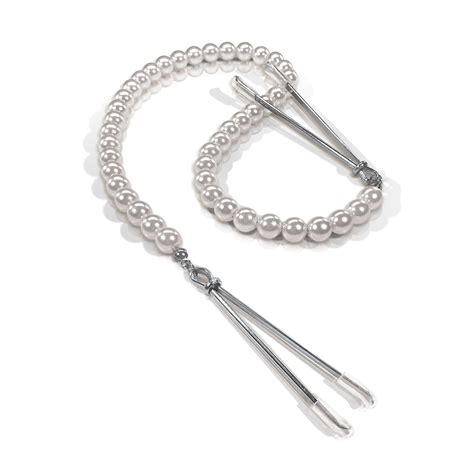 NIXIE Pearl Drop Tweezer Nipple Clamps, White Gold – THES
