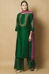 Buy Aekatri Green Chanderi Silk Kurta Palazzo Set Online | Aza Fashion.