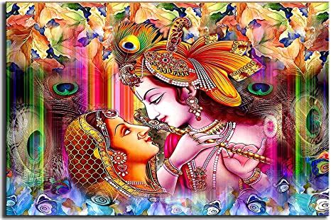 wallpics® Lord Radhe Krishna waterproof vinyl sticker Painting Poster ...