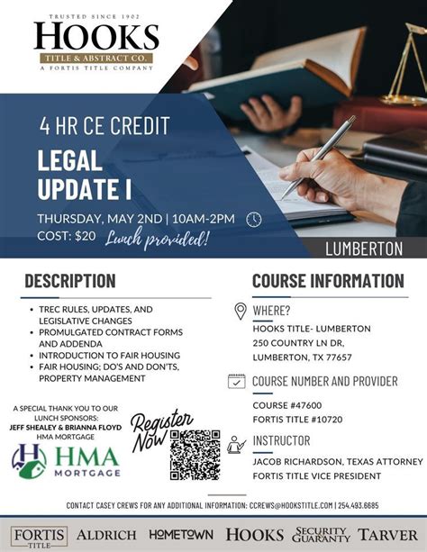 Legal Update I , Hooks Title & Abstract Co., Lumberton, 2 May 2024 ...