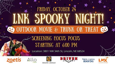 LNK Spooky Night! Outdoor Movie Hocus Pocus & Trunk or Treat, Lincoln ...