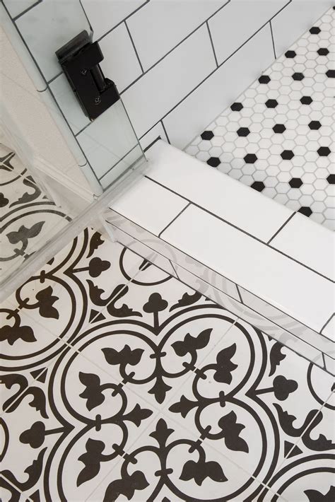 Black and White Tile Shower | Black and white tiles bathroom, White ...