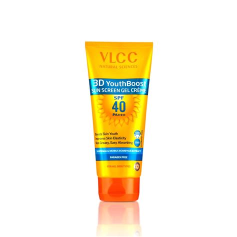 VLCC 3D Youth Boost SPF 40 +++ Sunscreen Gel Crème - 100g | UVA & UVB ...