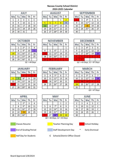 Nassau County School District Calendar 2024-2025 [PDF]