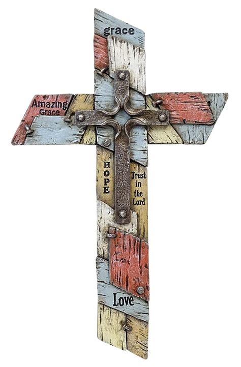 Multicolor Layered Rustic Faux Wood Wall Cross 12" Decorative Spiritual ...