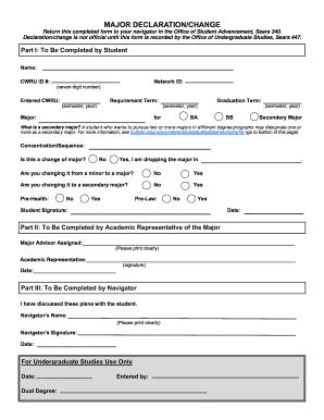 Fillable Online Major Declaration-Change Form - Case Western Reserve ...