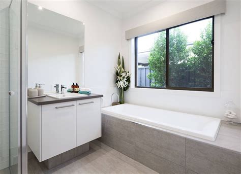 white cupboards, darker top, light floor Metricon / bathroom tiles ...
